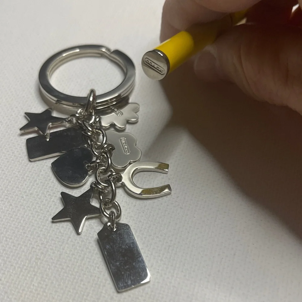 Coach Keychain with Colorful Charms and Yellow Coach Pen - Picture 5 of 6